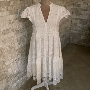 Ranee’s White Eyelet Tiered Midi Dress